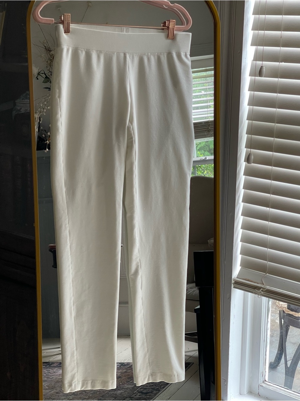 Eileen Fisher Ivory Bone Knit Slim Ankle Pants